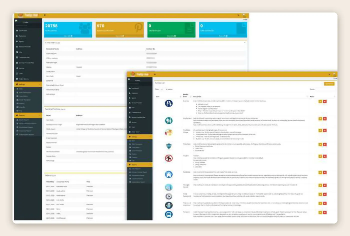 Construction inspection screens: inspection schedule table and manage-calendar view